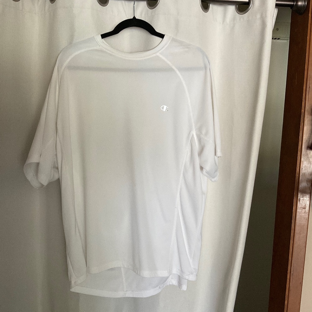 Champion running/workout shirt, white xl, polyester